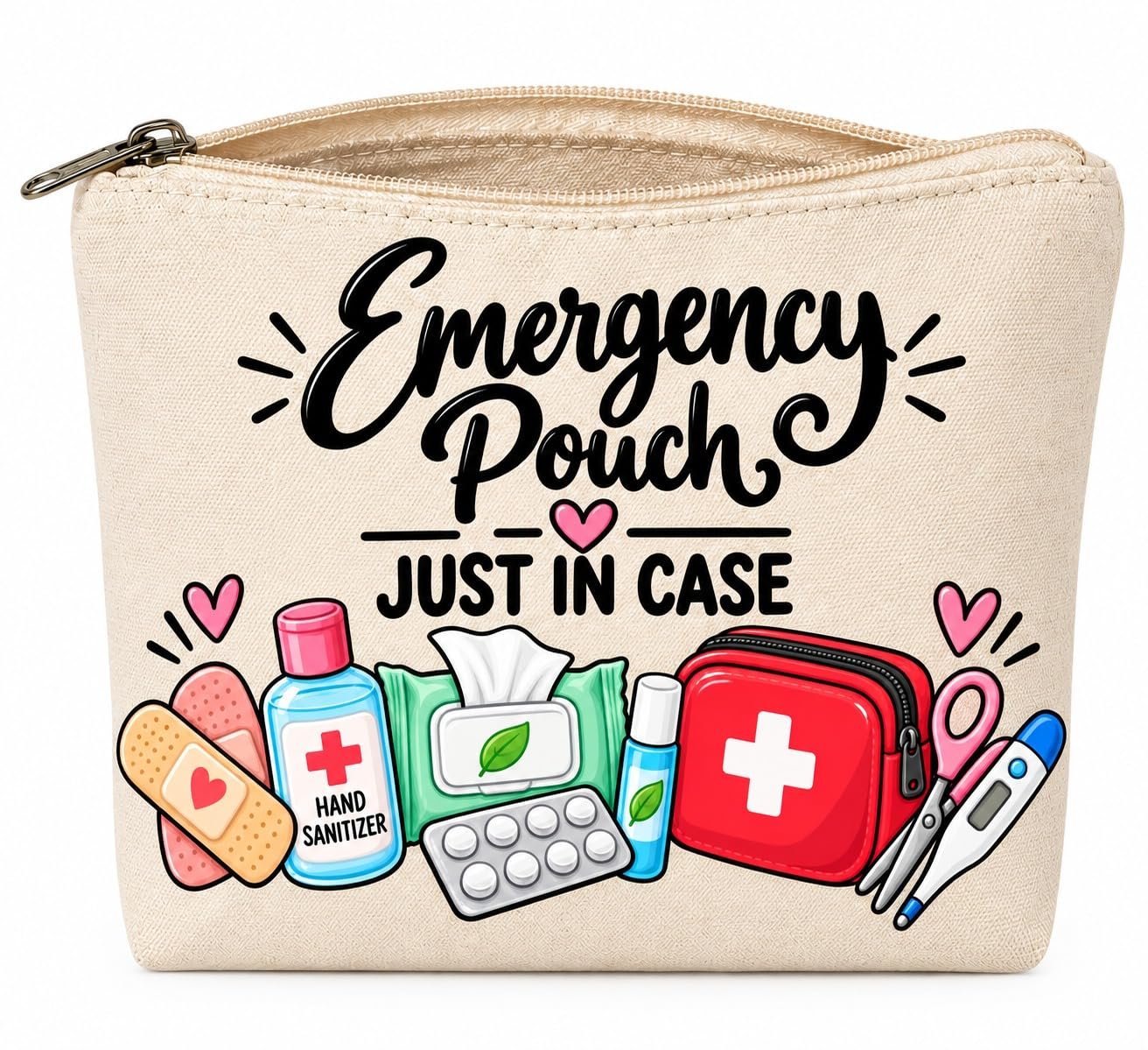MEMAN Medicine Bag Canvas Pouch with Zipper, Travel Medical Organizer for Medicines, Tablets, First Aid & Toiletries, Multipurpose Utility Storage Pouch (Emergency Bag)