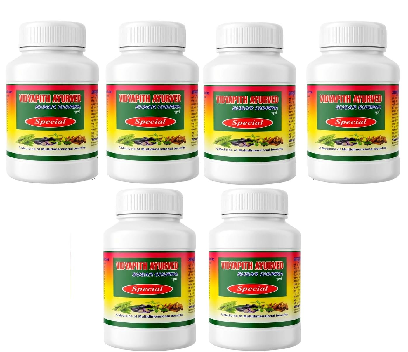 Vidyapith Ayurved Sugar Churna Helpful in Diabetes, Ayurvedic Powder, 100g each pack of 6