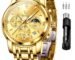 OLEVS Watches for Men Original Chronograph Luxury Business Analog Quartz Watch Waterproof Moon Phase Stainsteel Steel Diamond Mens Watch