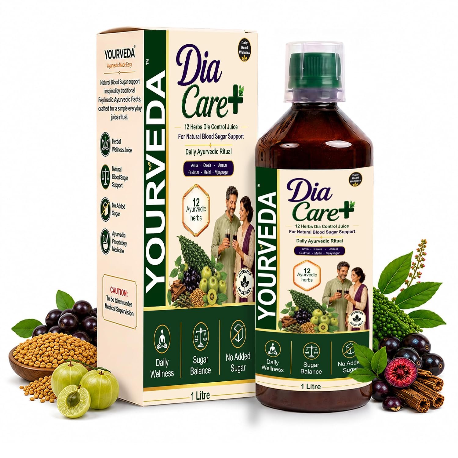 DIACARE Ayurvedic Diabetic Juice | Karela Jamun Juice | 12+ Herbs