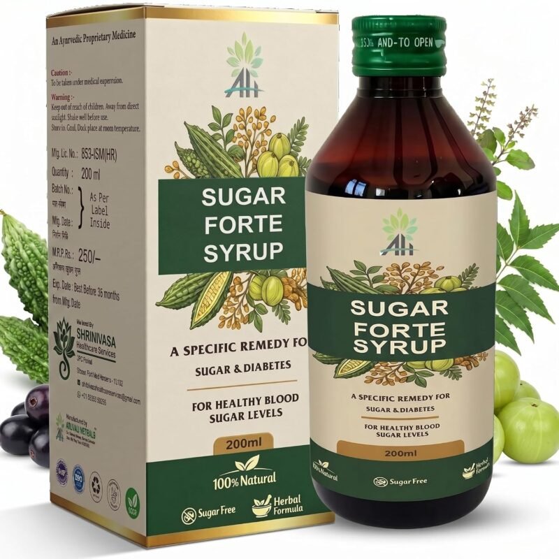 Sugar Forte Syrup, 200ml, Ayurvedic Formula with Karela, Jamun, Neem & 12 Herbs, for Healthy Blood Sugar Levels