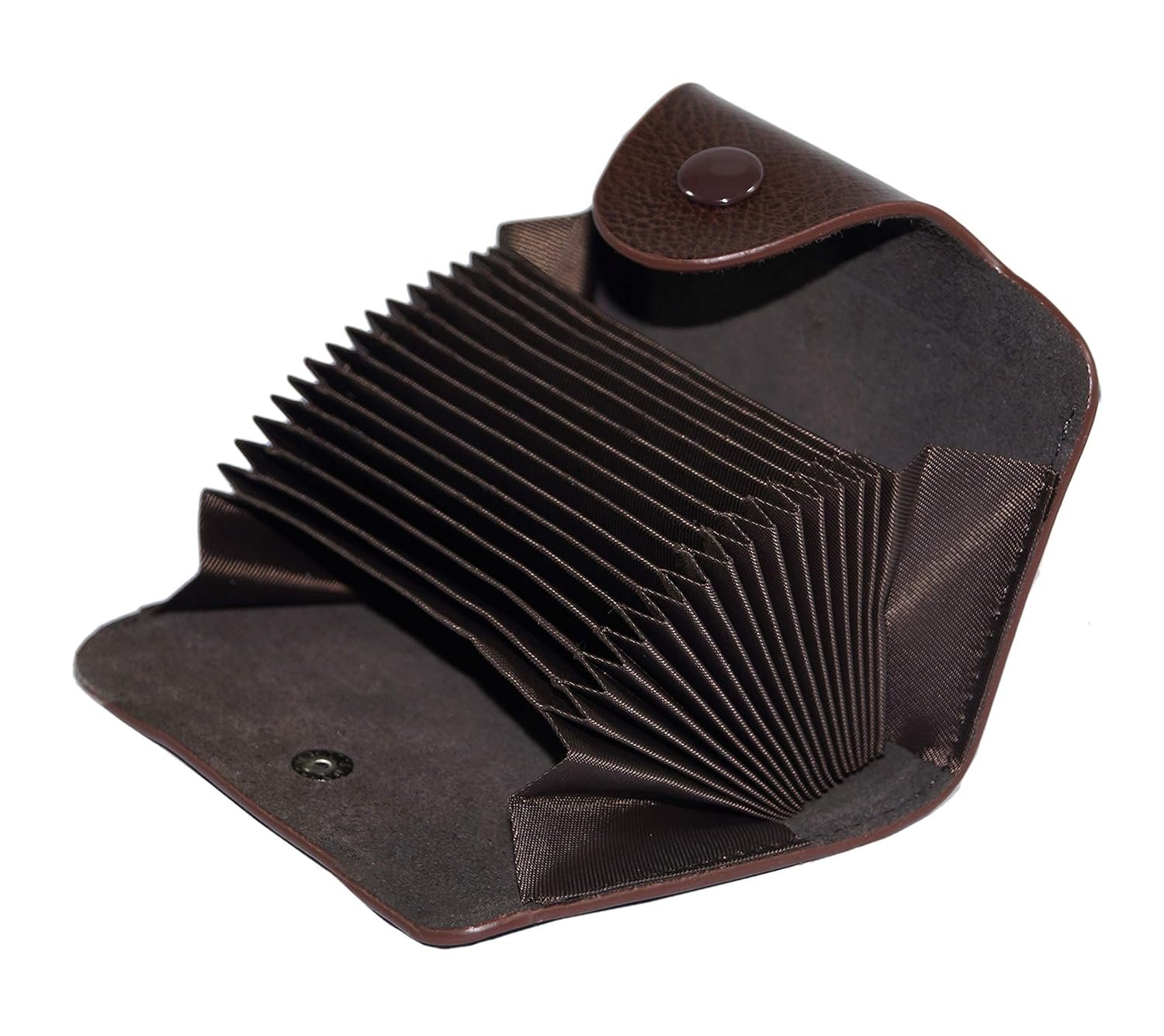 Storite 15 Slots PU Leather Card Holder Wallet, Brown