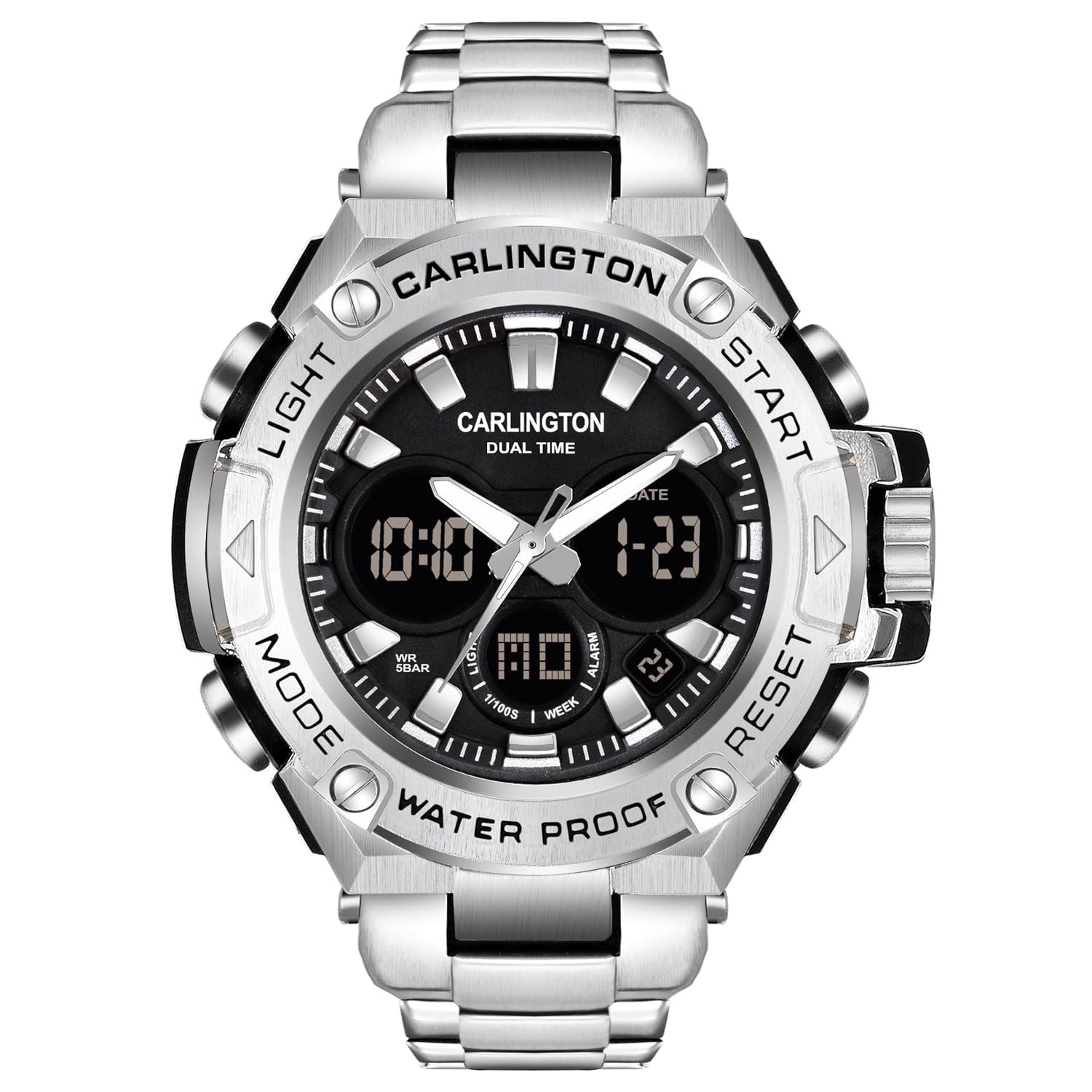 Carlington Endurance Analog-Digital Wrist Watch for Men | Sports Watch with Dual Time Display | Shock Resistant | Water Resistant | LED Backlight | Silicone Strap | Men's Casual & Outdoor Watch - CT 9107