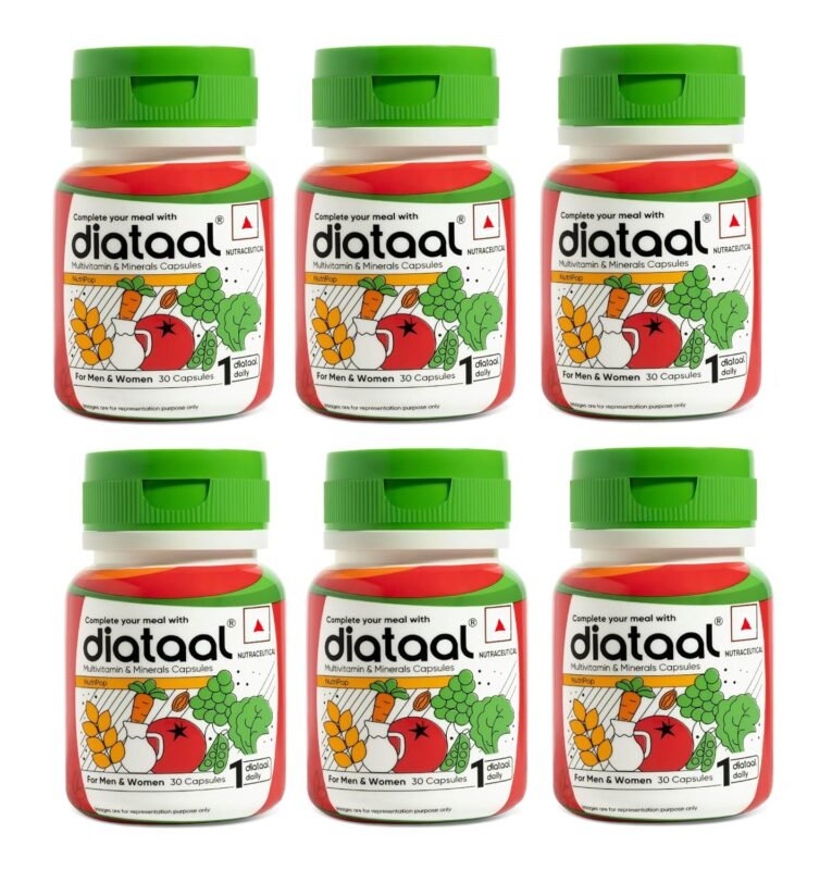 Diataal Multivitamin with Biotin, B12, Niacin, Zinc & Folic Acid | Daily Supplement for Hair, Skin, Immunity & Energy | Men & Women | 30 Capsules |Pack of 6|