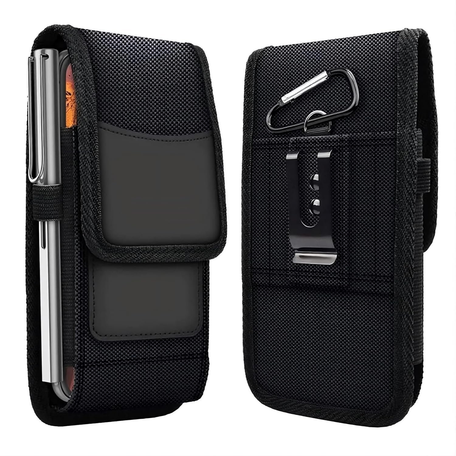 Phone Holster for Men – 6.8'' Nylon Belt Clip Pouch with Card Holder | Mobile Purse Holster Case for All Phones – Large Capacity, Durable & Lightweight (Black, XXL)