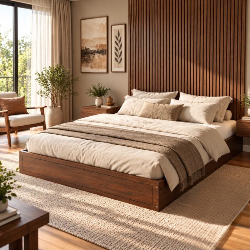 Jaguarr King Size Bed with Storage | Dark Walnut Finish | Modern Bedroom Furniture | Engineered Wood Construction | 3 Year Warranty