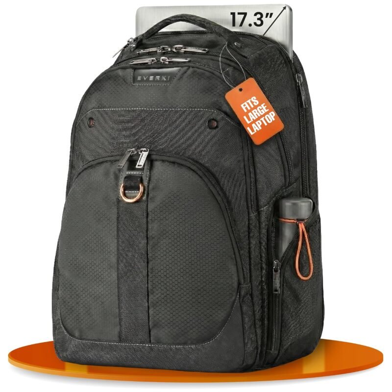 Everki EKP121-1 Atlas Checkpoint Friendly 13-Inch to 17.3-Inch Laptop Backpack Adaptable Compartment (EKP121),Black