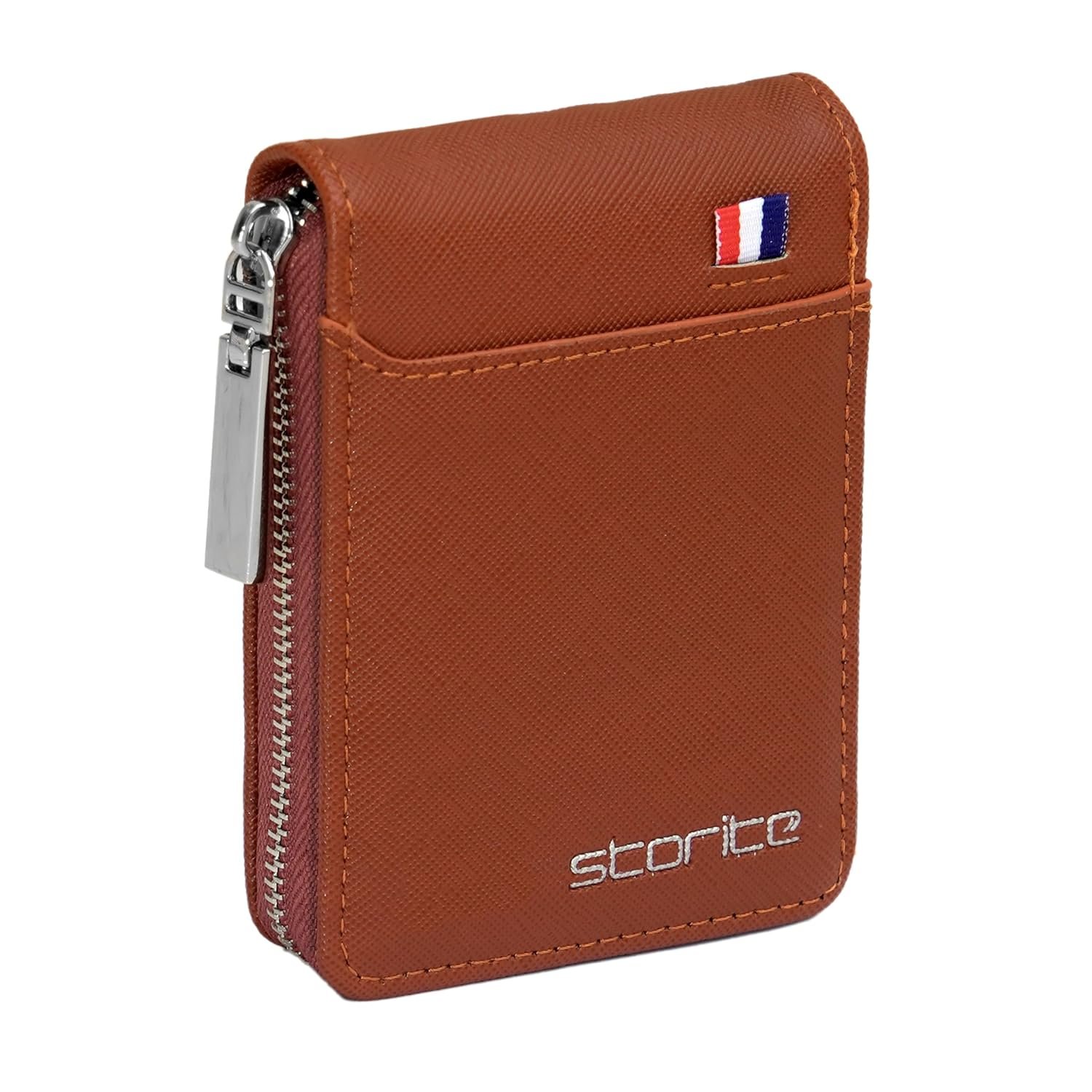 Storite PU Leather Card Holder Money Wallet, Lightbrown, 11.5x1.75x8cm