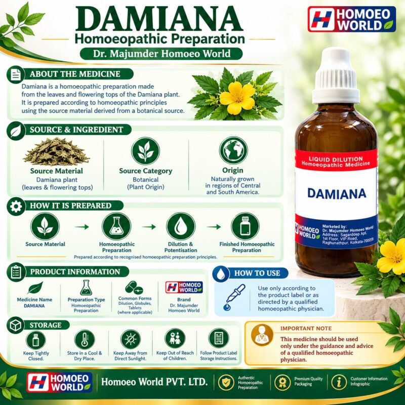 Dr. Majumder Homoeo World DAMIANA Q | Mother Tincture | 100 ml.