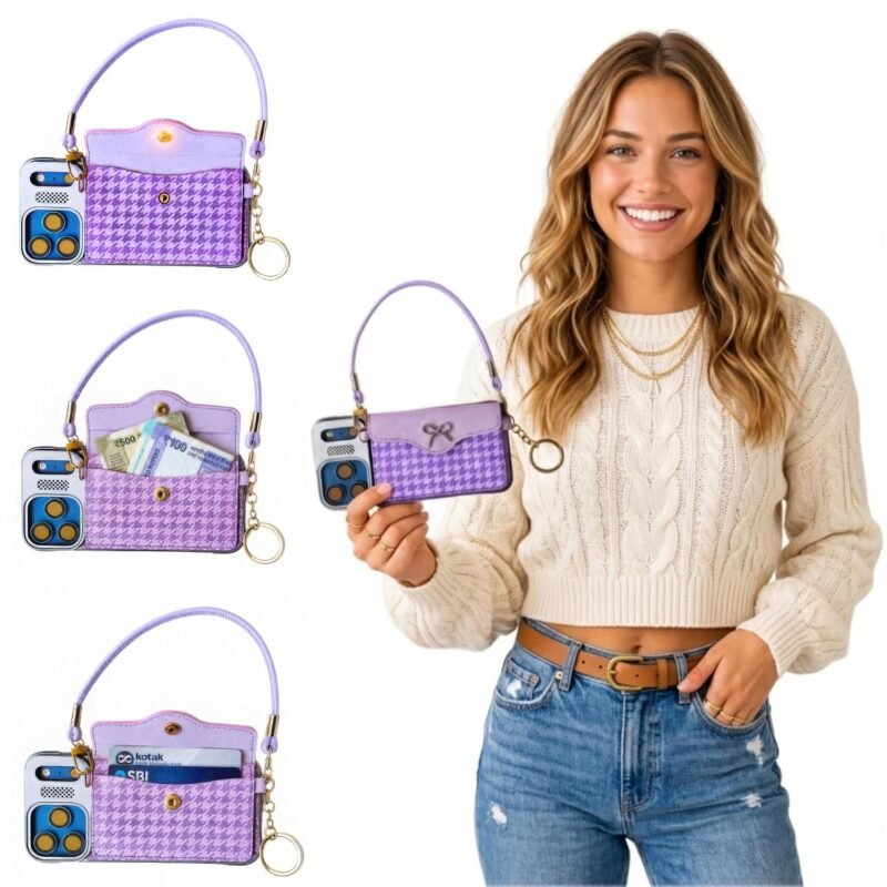 Phone Cover Case Crossbody Wallet Purse, I Phone 17 Cover with Card Slot Strap, Designer Case for I Phone 17, Chic I Phone 17 Pro Max Case for Women | Purple