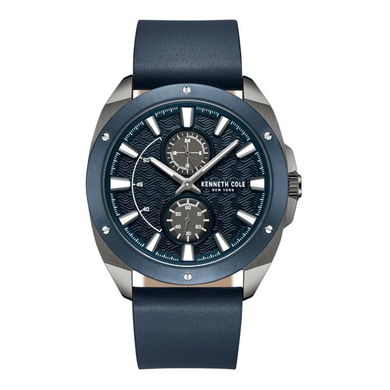 Kenneth Cole Quartz Multifunction Blue Dial Blue Leather Strap Watch for Men - KCWGF0035601MN