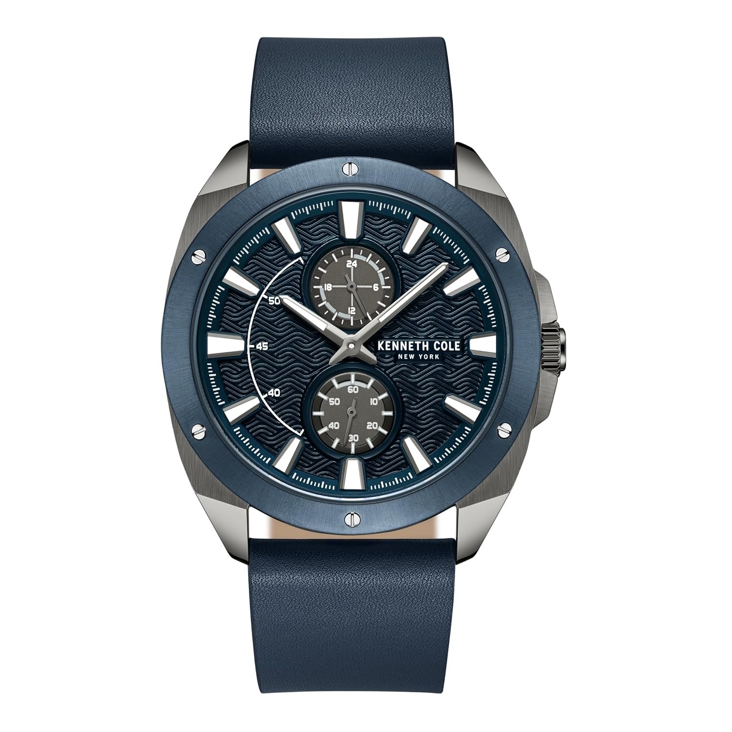 Kenneth Cole Quartz Multifunction Blue Dial Blue Leather Strap Watch for Men - KCWGF0035601MN